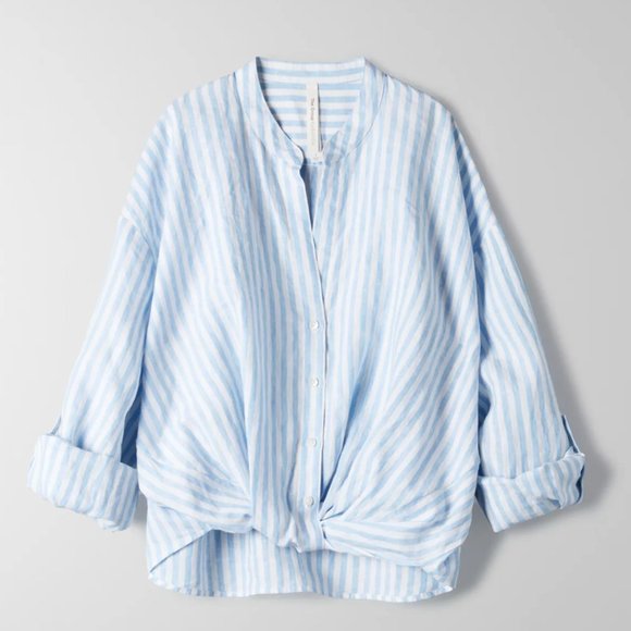 Adara Blouse Twist-front linen blouse The Group by Babaton - Picture 1 of 8